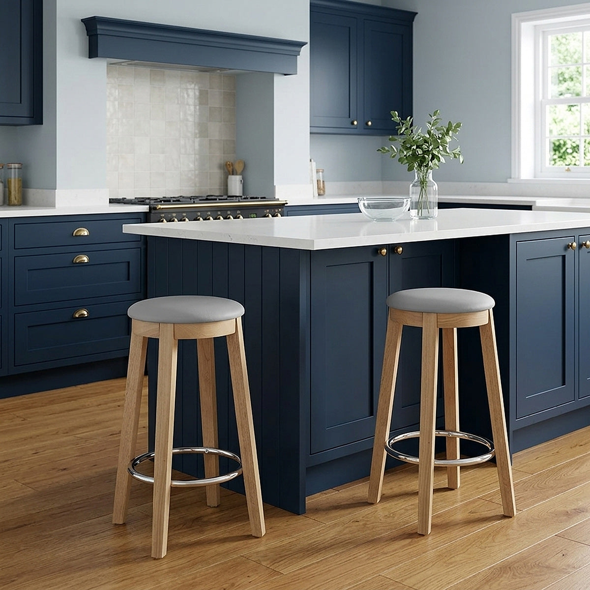 Samt Barhocker Holz - Ikon Grau