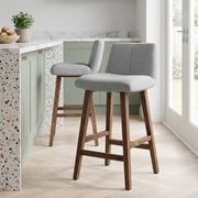 Barhocker Stoff Holz - Impulse Grau