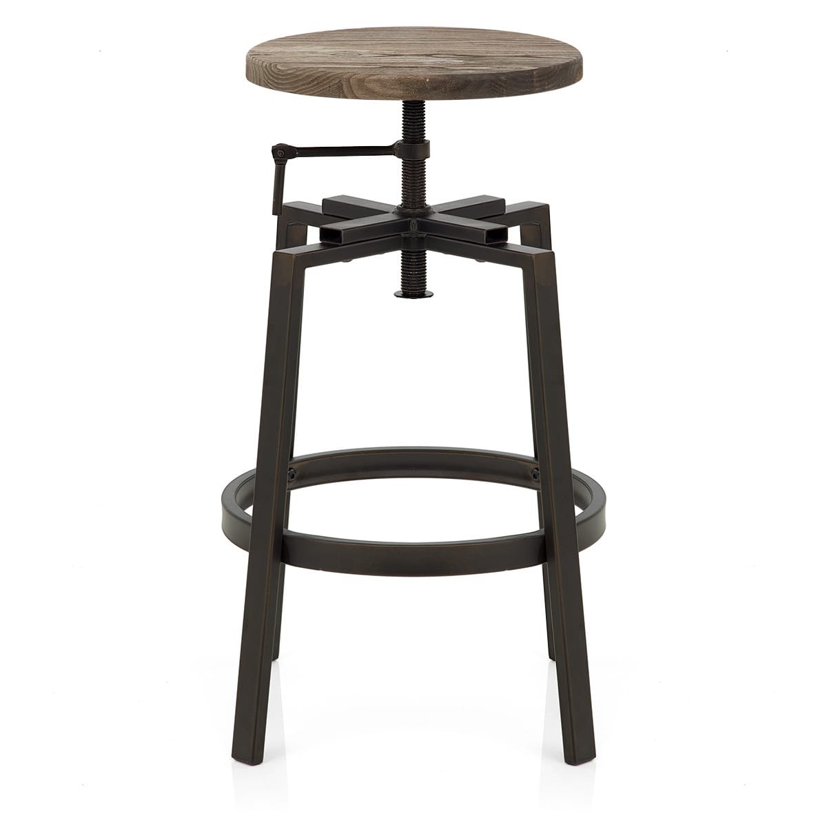 Barhocker - Dunkler Holzsitz - Industrial Turner Holz