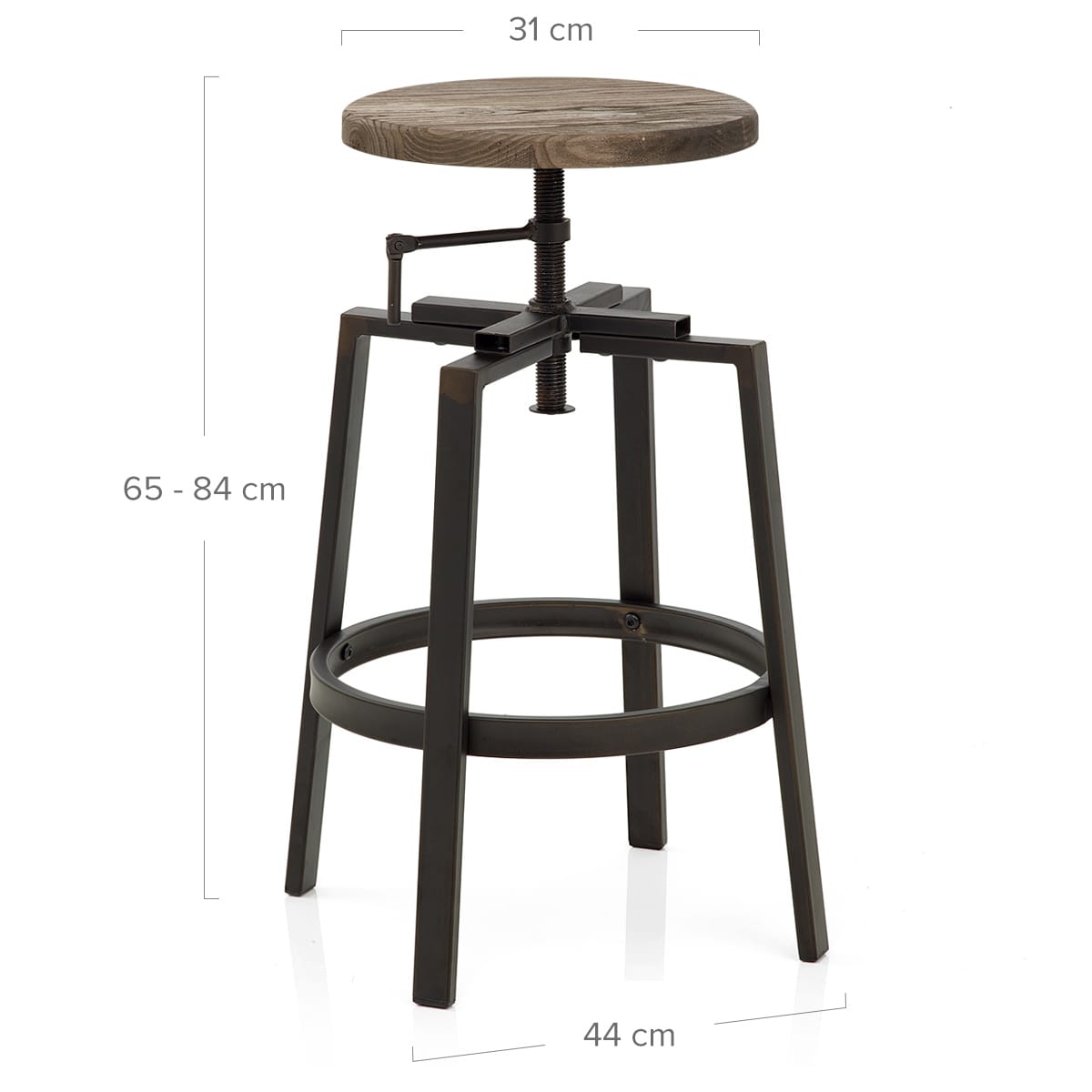 Barhocker - Dunkler Holzsitz - Industrial Turner Holz