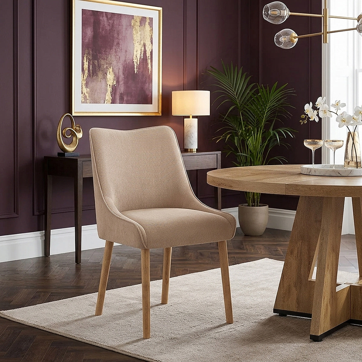 Holz Stoffstuhl - Isabella Beige