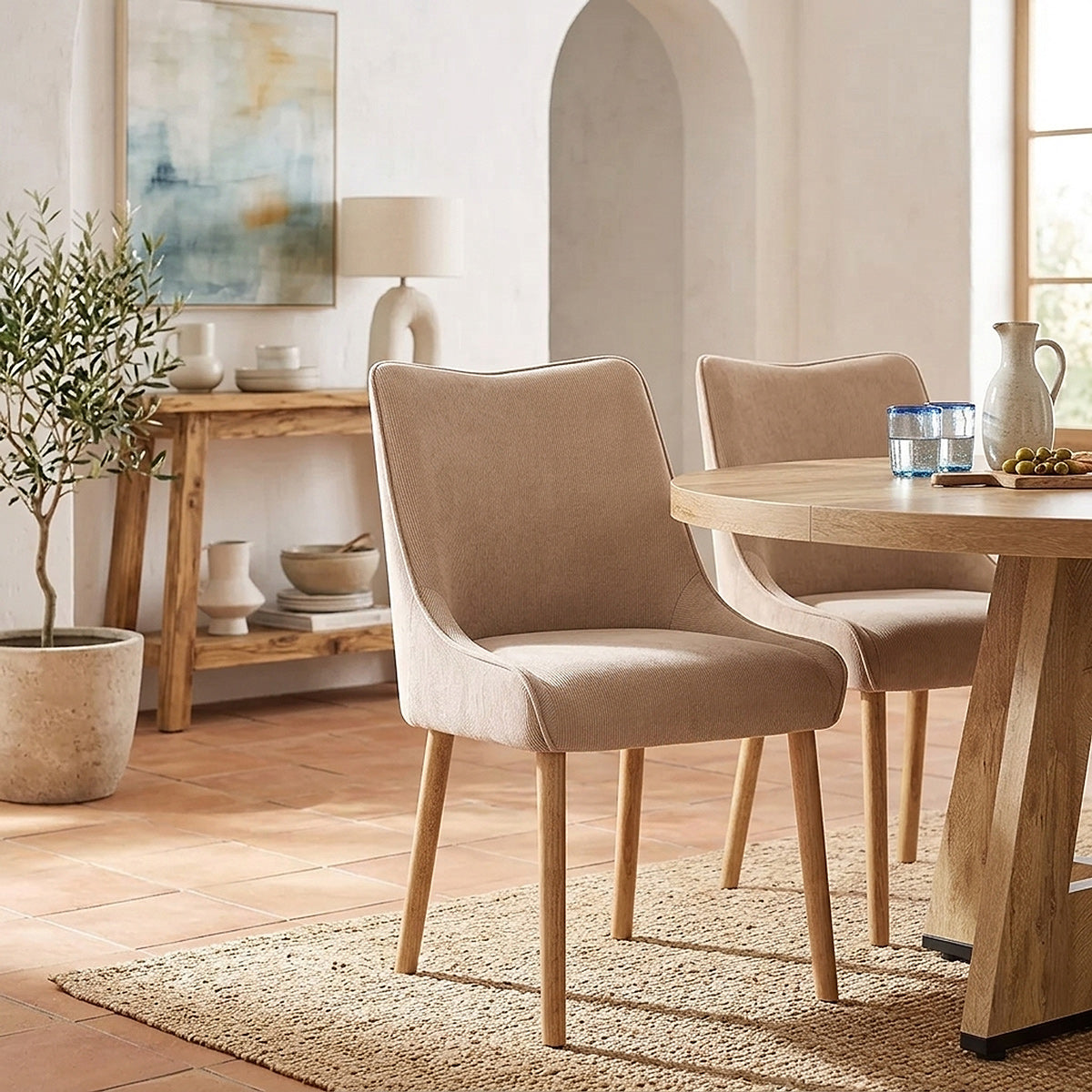 Holz Stoffstuhl - Isabella Beige