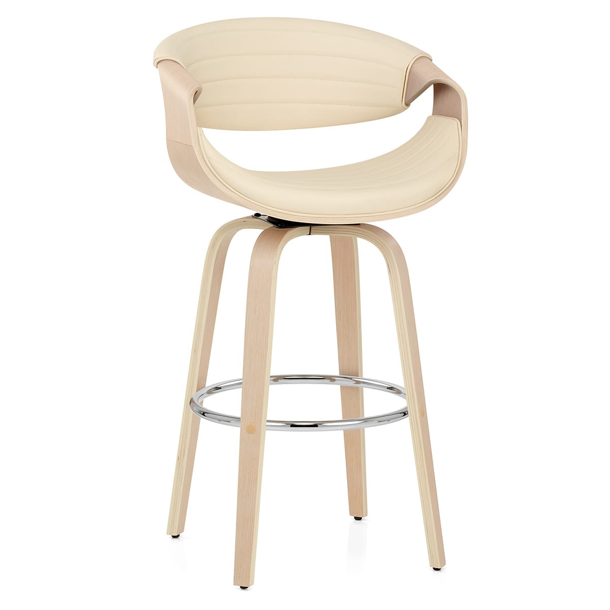 Sgabello Ecopelle Legno - Jefferson Crema
