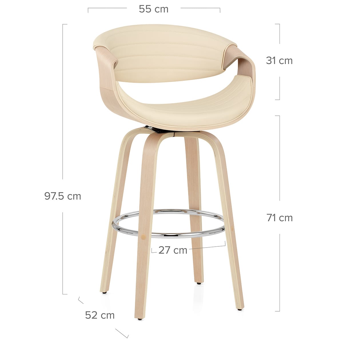 Sgabello Ecopelle Legno - Jefferson Crema