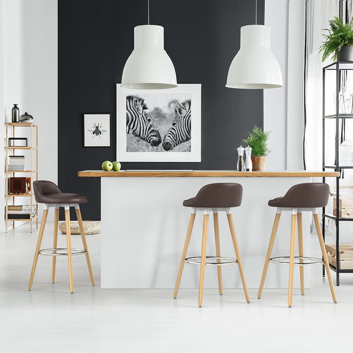 Sgabello Ecopelle Legno - Jive Marrone