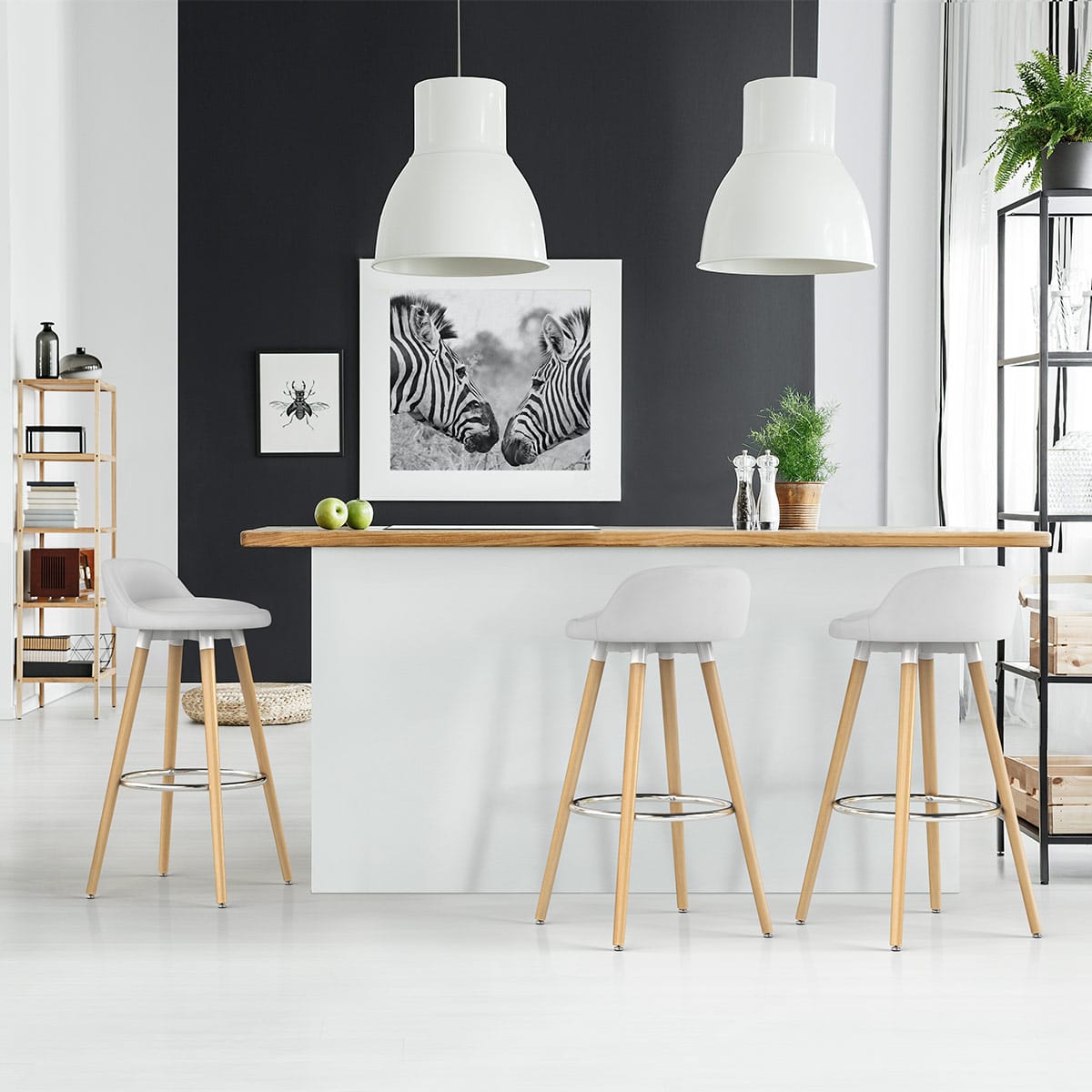 Sgabello Ecopelle Legno - Jive Bianco