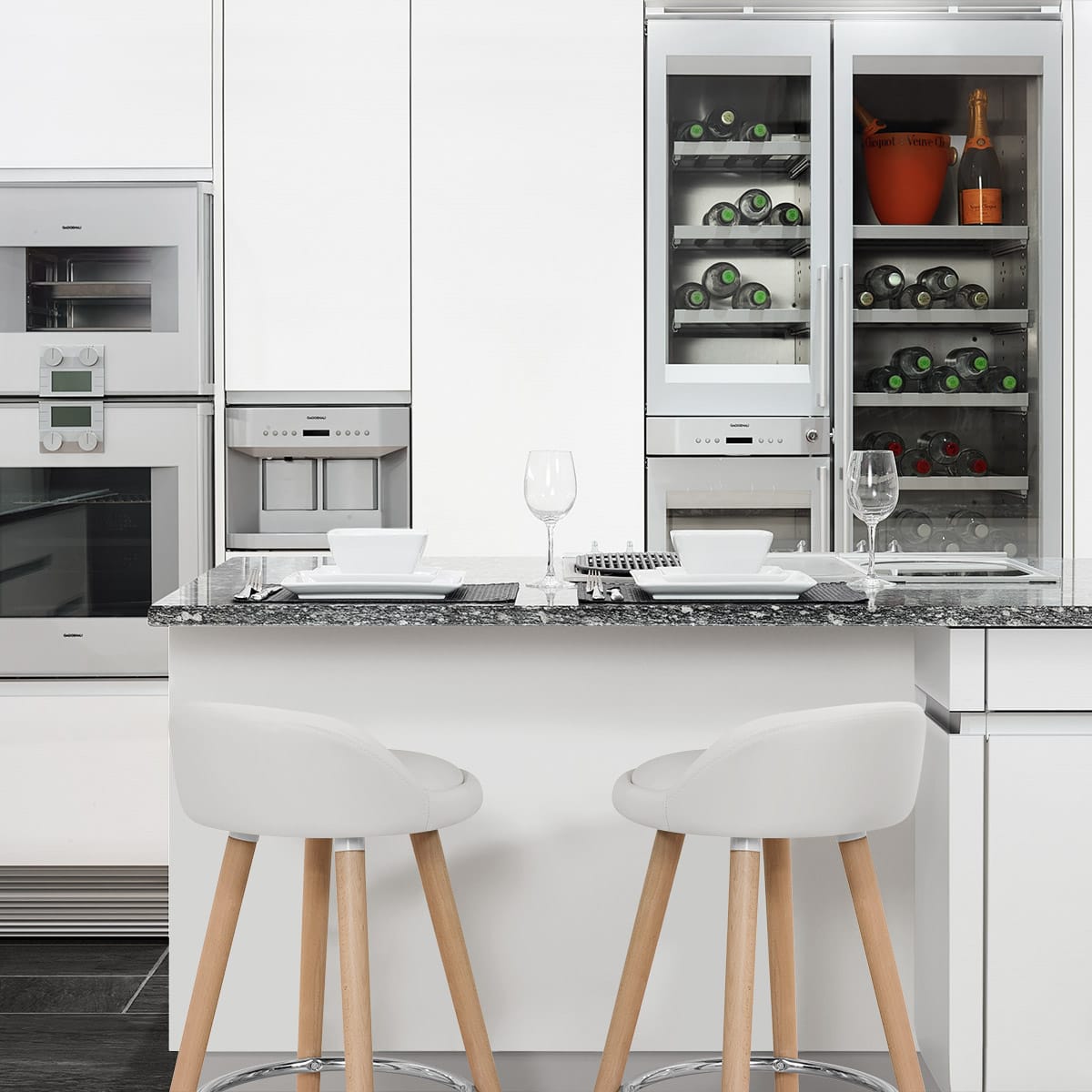 Sgabello Ecopelle Legno - Jive Bianco