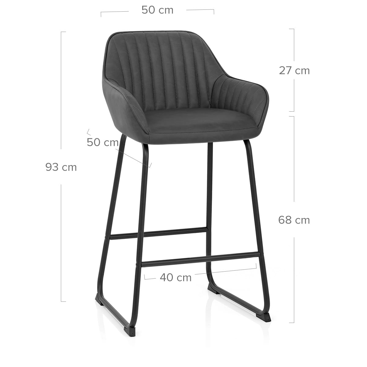 Sgabello Ecopelle Metallo - Kanto Grigio scuro
