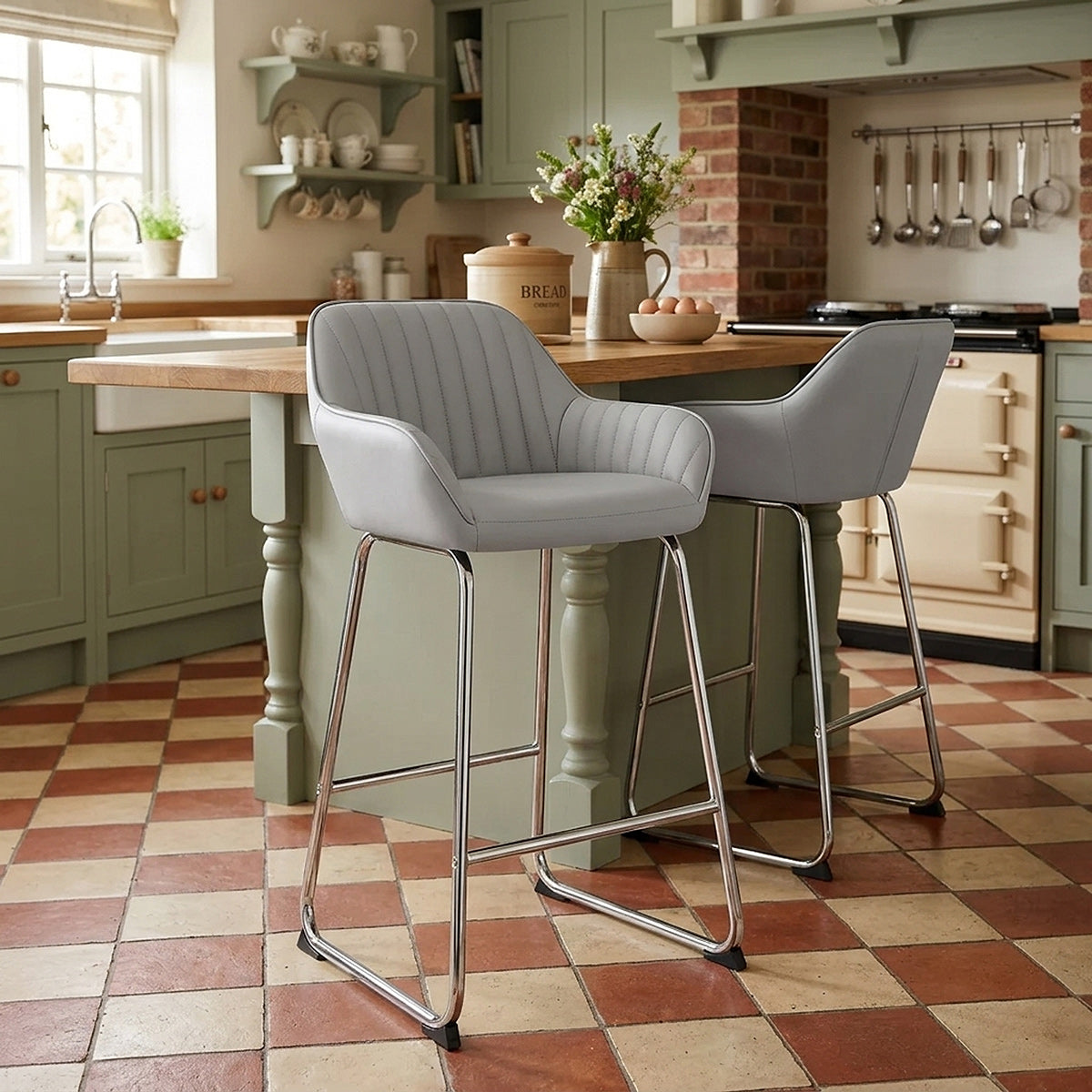 Kunstleder Barhocker Chrom - Kanto Grau