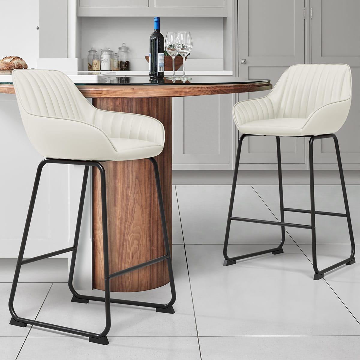 Echtleder Barhocker - Kanto Beige