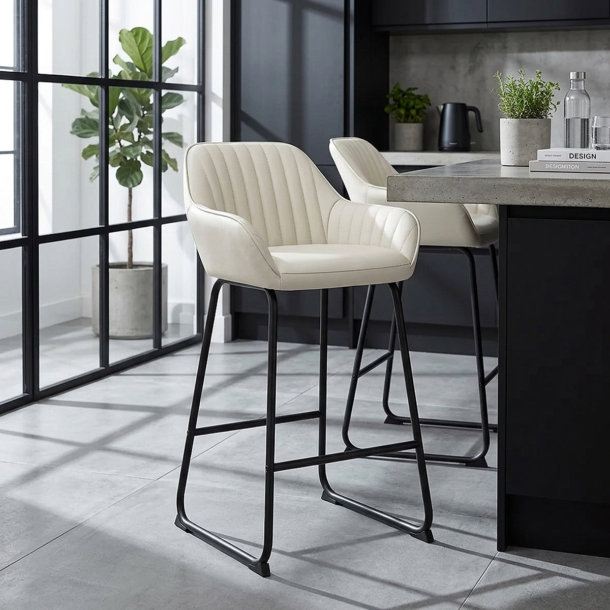Echtleder Barhocker - Kanto Beige