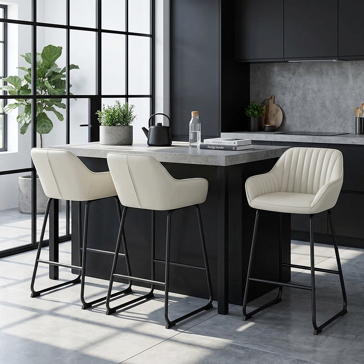 Echtleder Barhocker - Kanto Beige