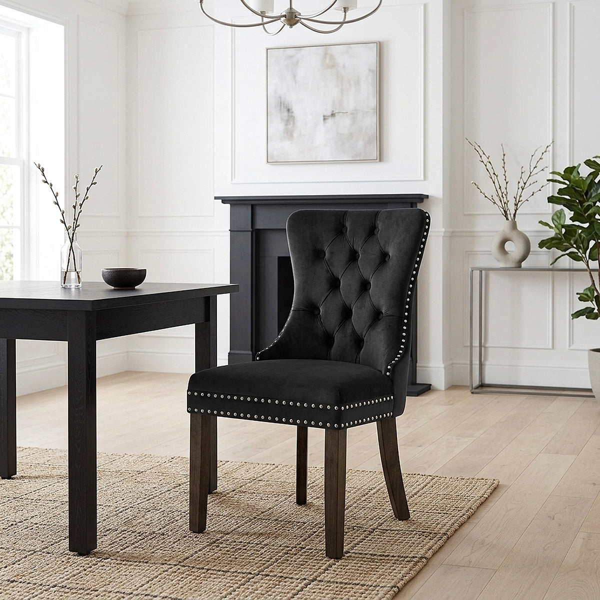 Esszimmerstuhl Samt - Kensington Schwarz