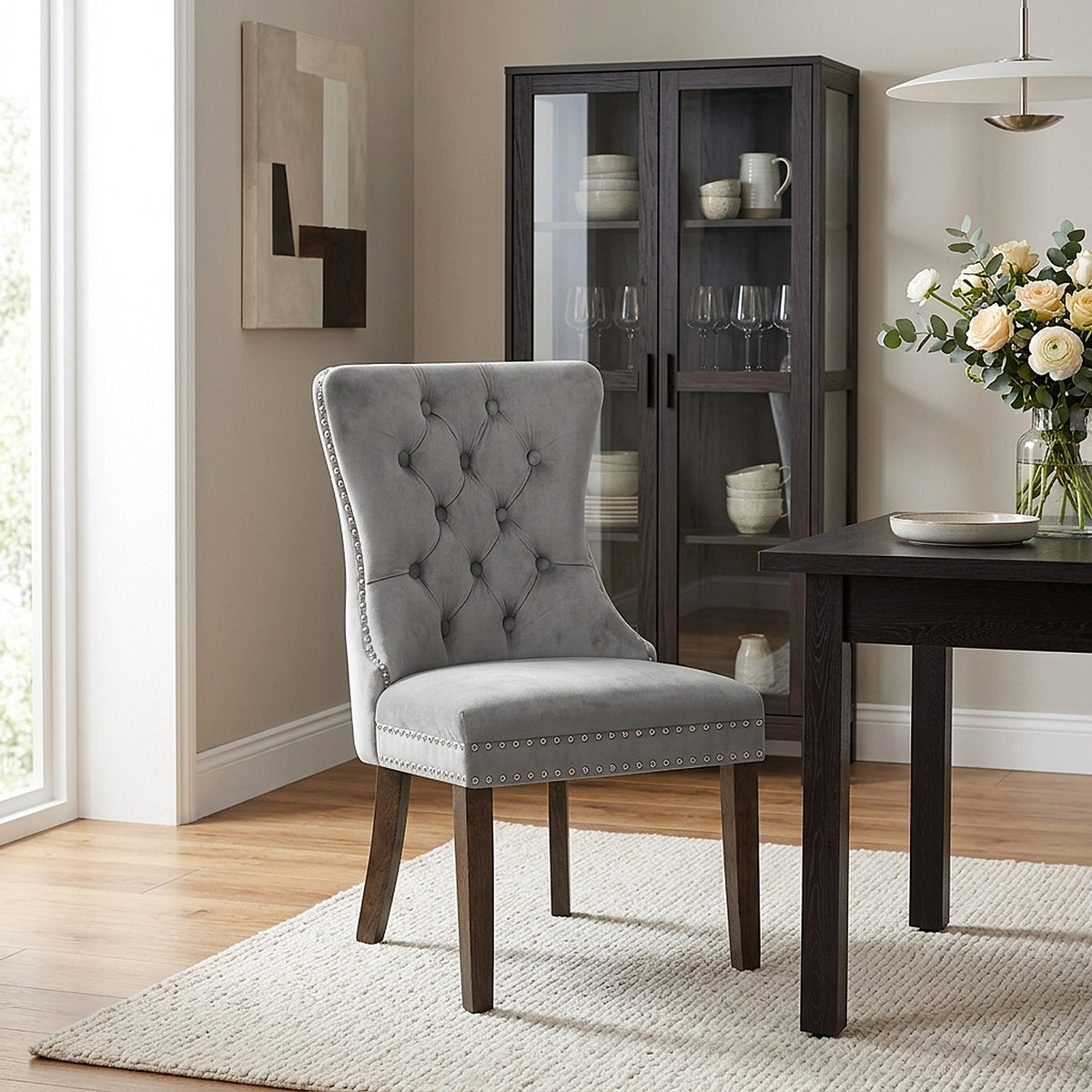 Esszimmerstuhl Samt - Kensington Grau