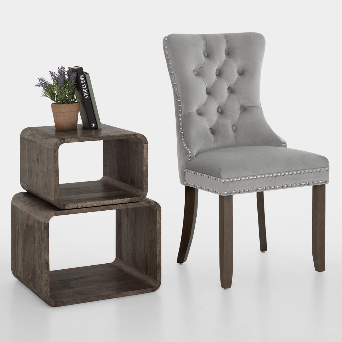 Esszimmerstuhl Samt - Kensington Grau