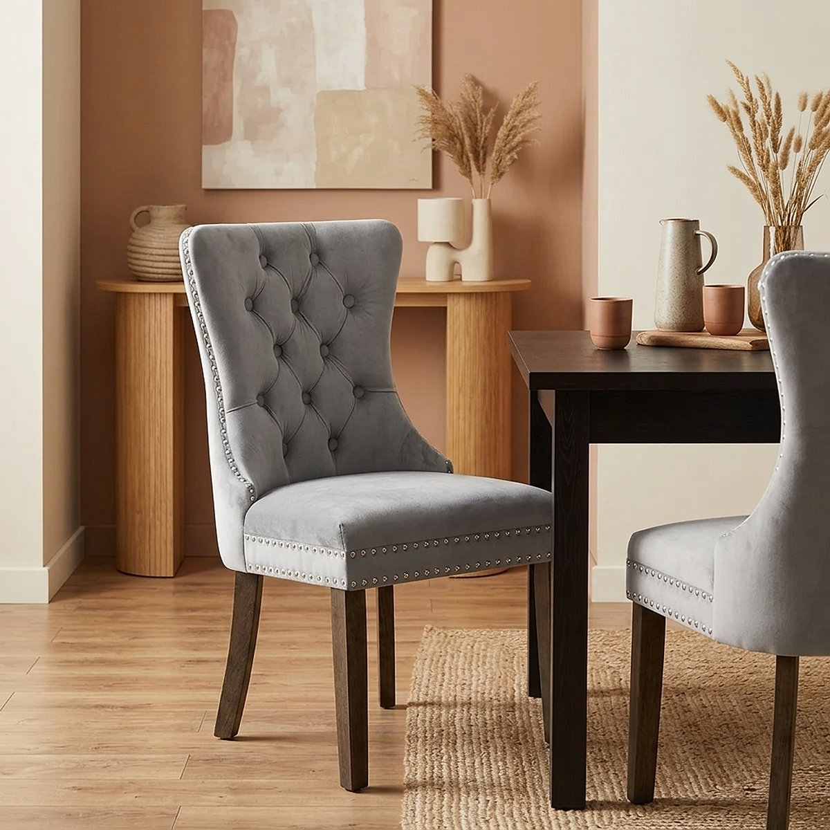 Esszimmerstuhl Samt - Kensington Grau