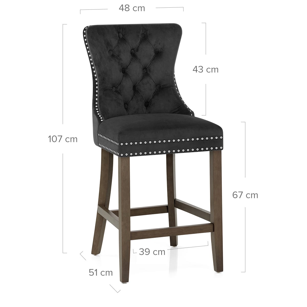 Samt Barhocker - Kensington Schwarz
