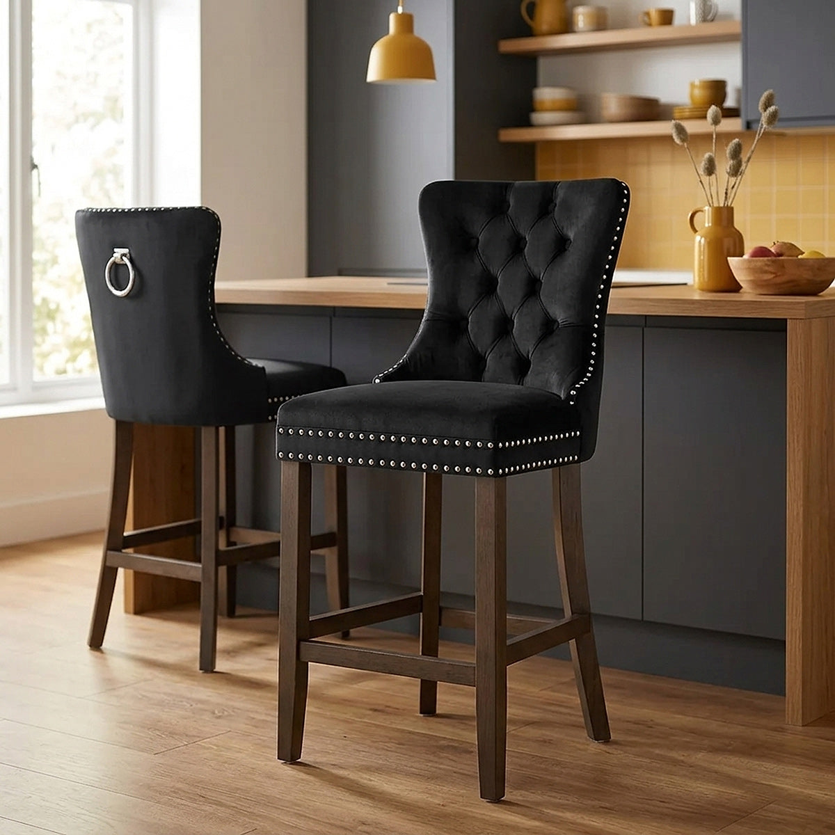 Samt Barhocker - Kensington Schwarz