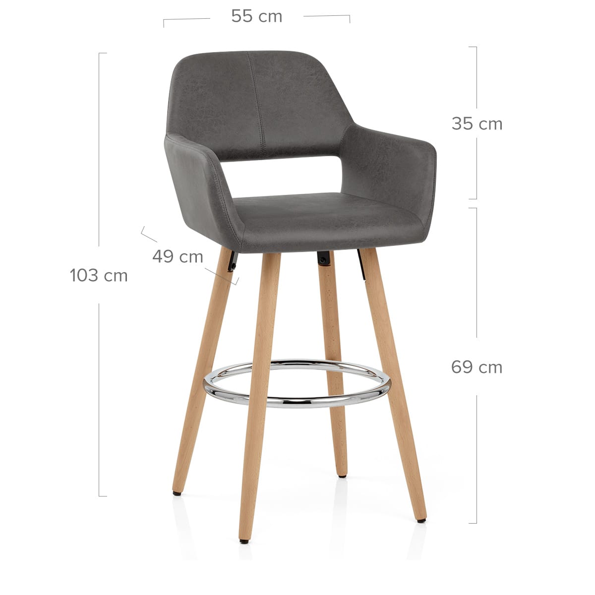 Kunstleder Barhocker Antik - Kite Grau