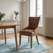 Esszimmerstuhl Kunstleder Holz - Knightsbridge Braun