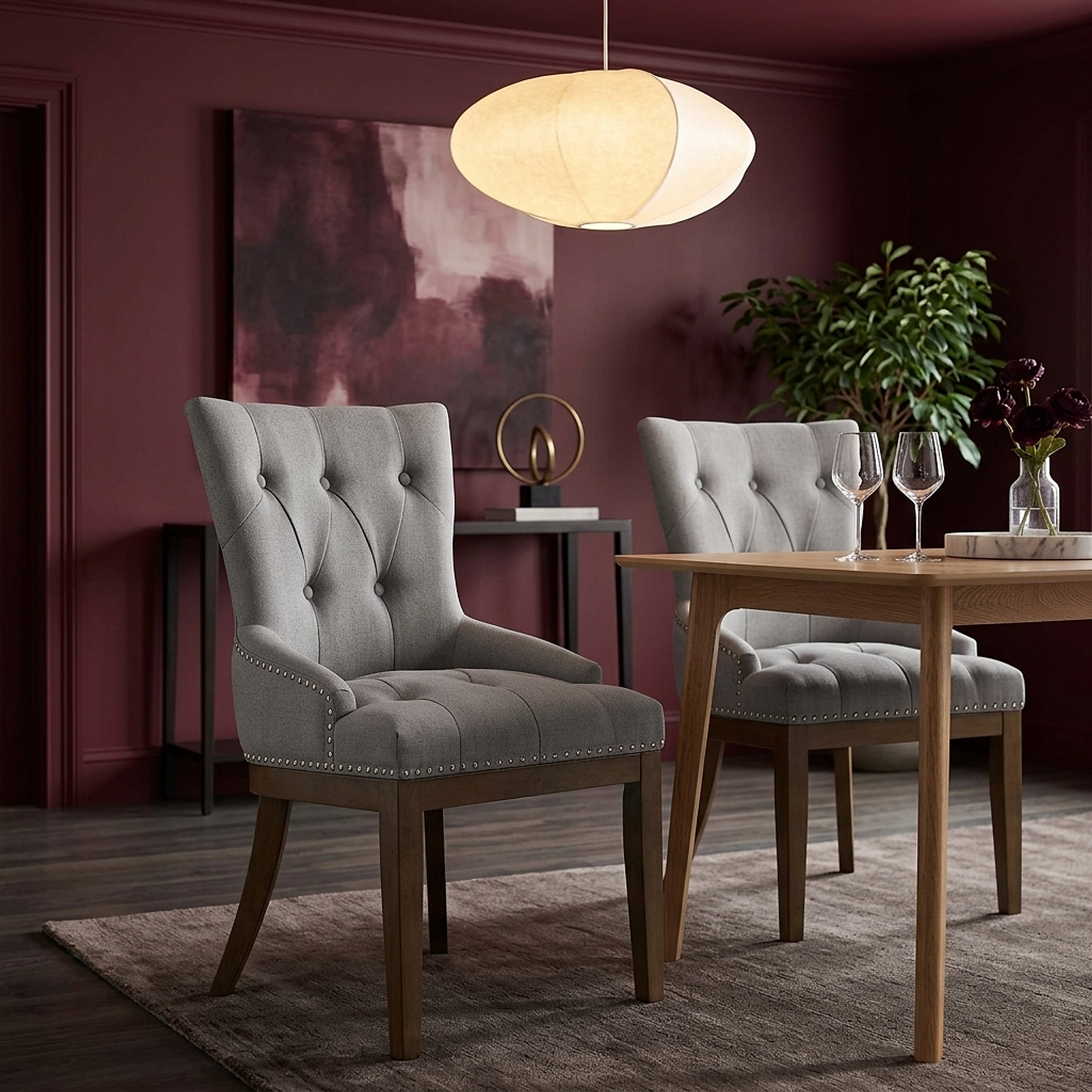 Stoff Esszimmerstuhl Holz - Knightsbridge Grau