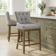 Sgabello Legno Tessuto - Knightsbridge Grigio