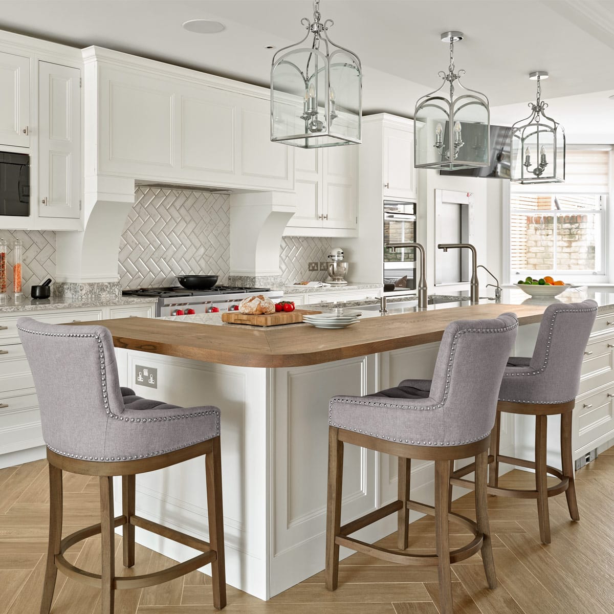Sgabello Legno Tessuto - Knightsbridge Grigio