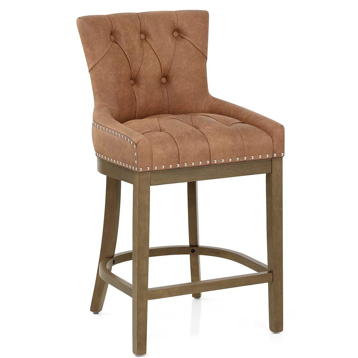 Barhocker Kunstleder Holz - Knightsbridge Braun
