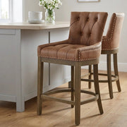 Barhocker Kunstleder Holz - Knightsbridge Braun