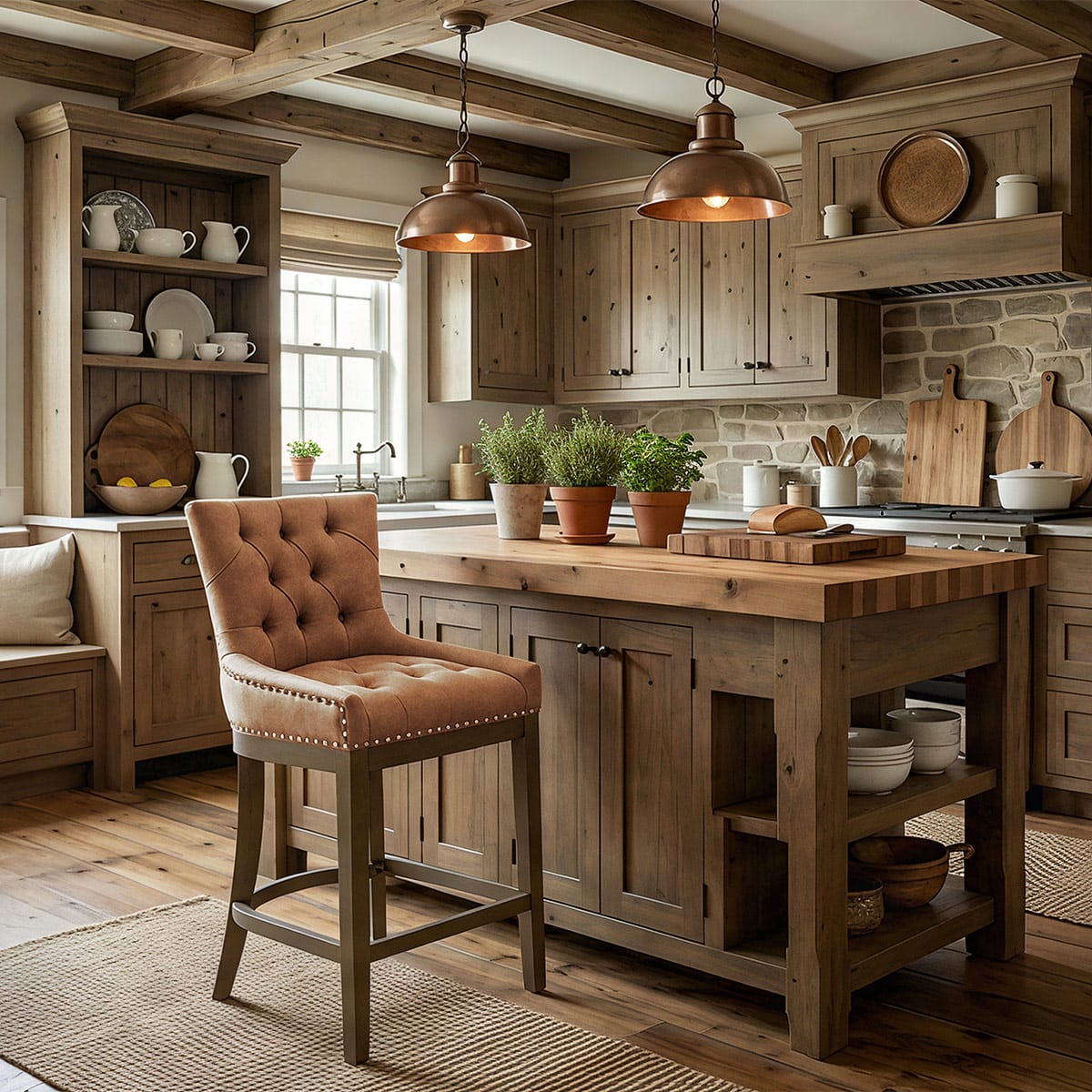 Barhocker Kunstleder Holz - Knightsbridge Braun