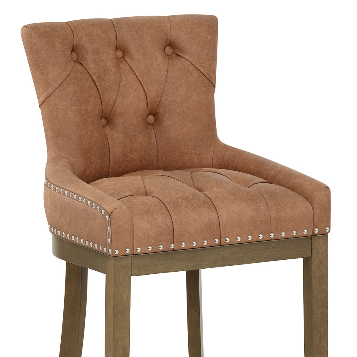Barhocker Kunstleder Holz - Knightsbridge Braun