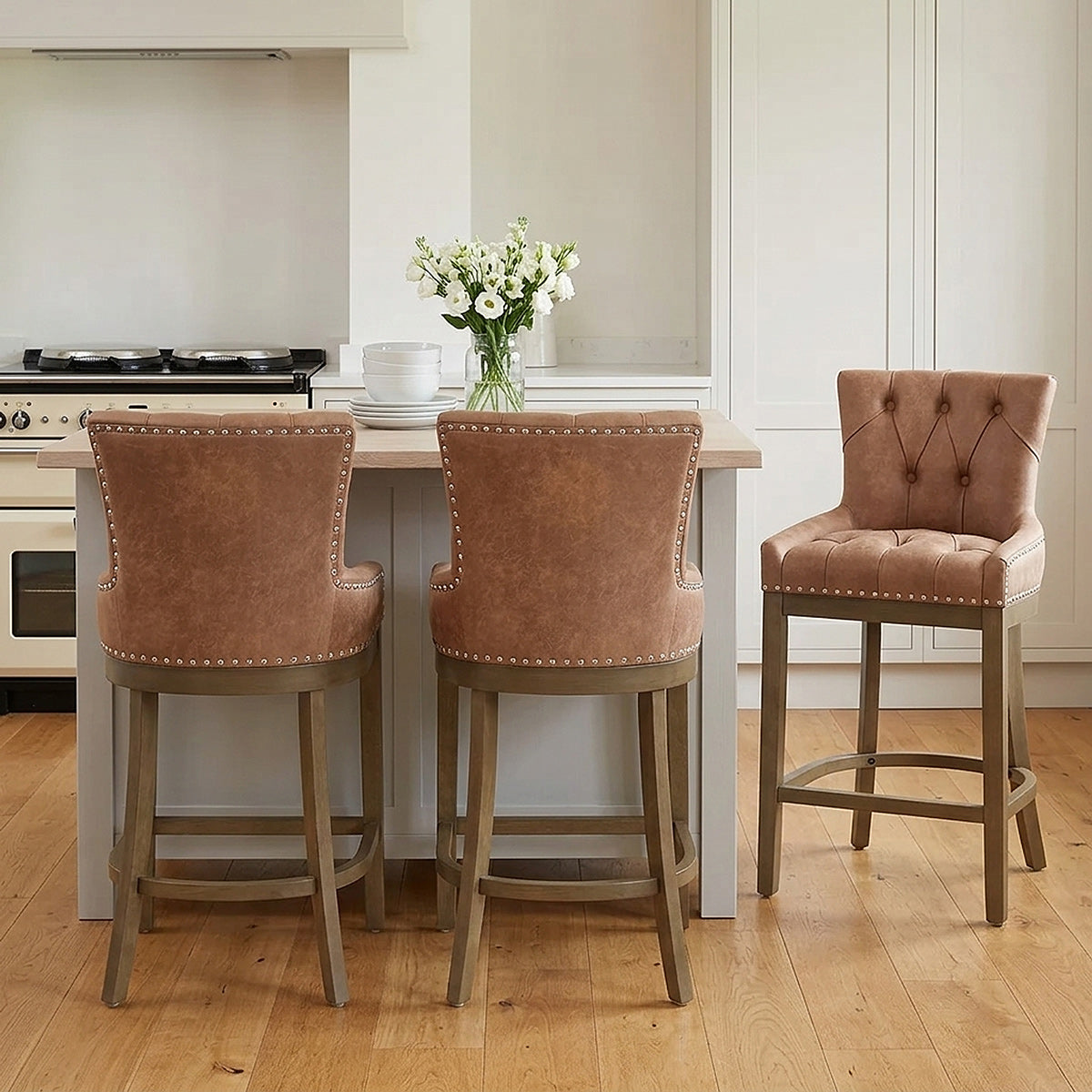 Barhocker Kunstleder Holz - Knightsbridge Braun
