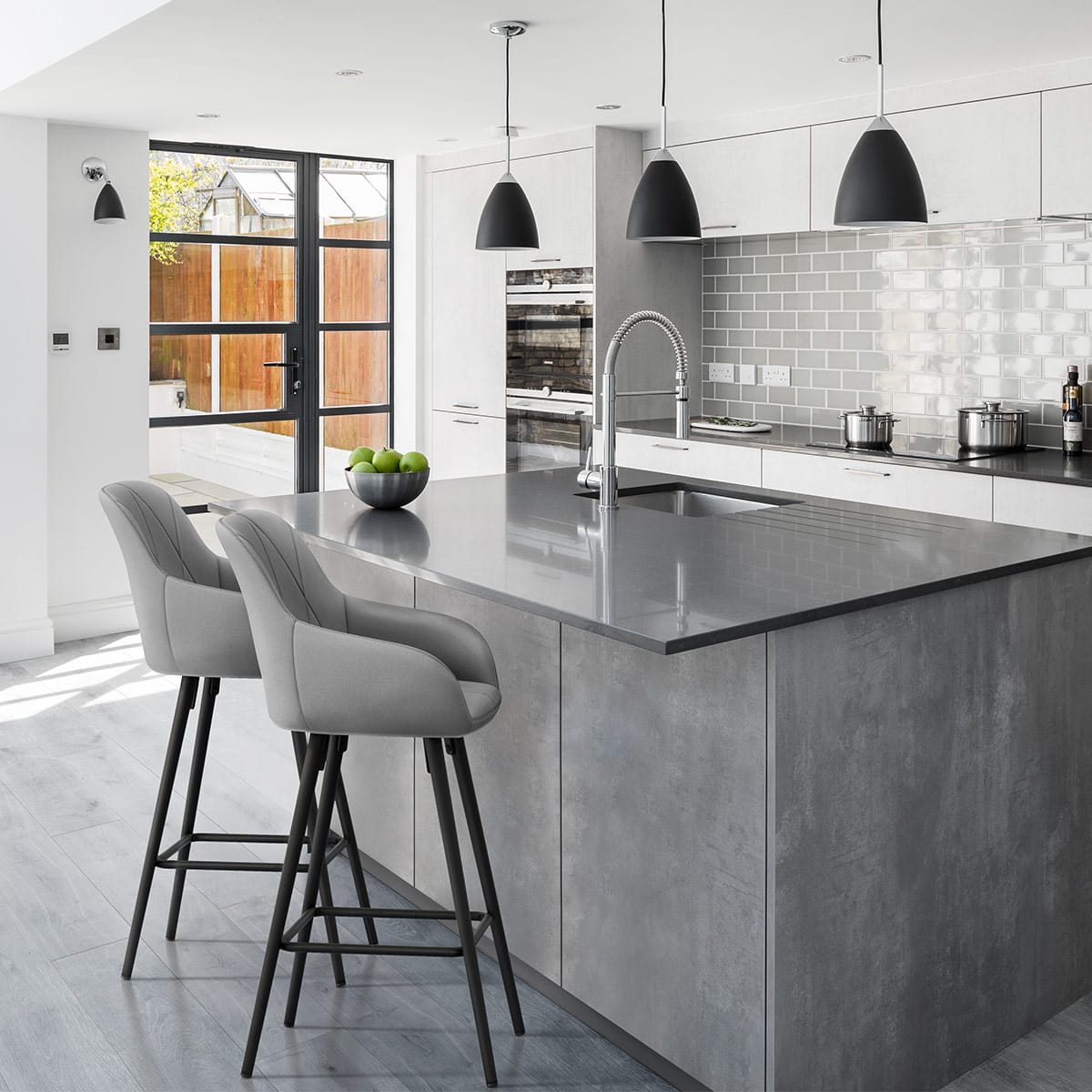 Samt Barhocker - Lanson Grau