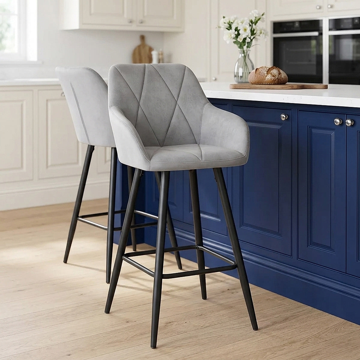 Samt Barhocker - Lanson Grau