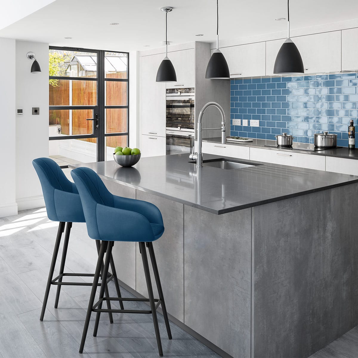 Sgabello Velluto - Lanson Blu Scuro