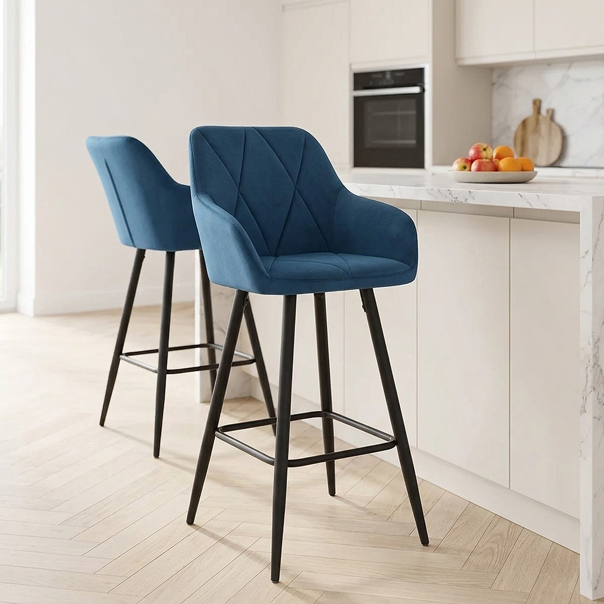 Samt Barhocker - Lanson Dunkelblau