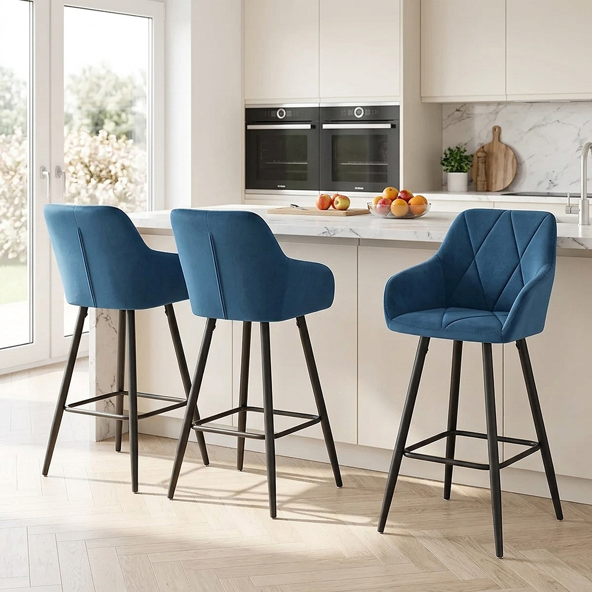Samt Barhocker - Lanson Dunkelblau