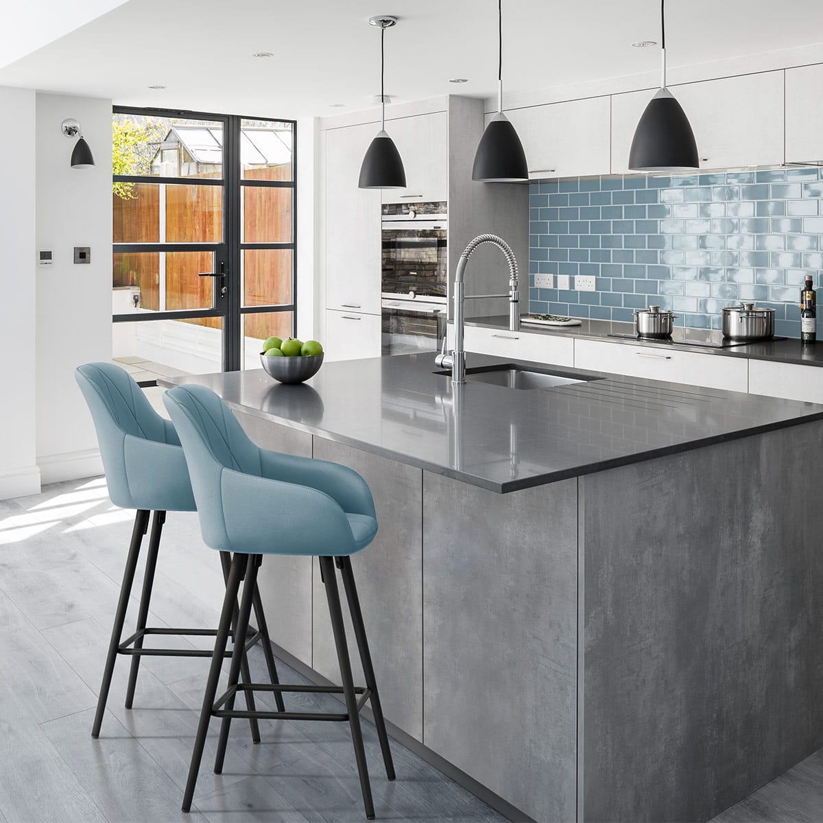 Samt Barhocker - Lanson Blau