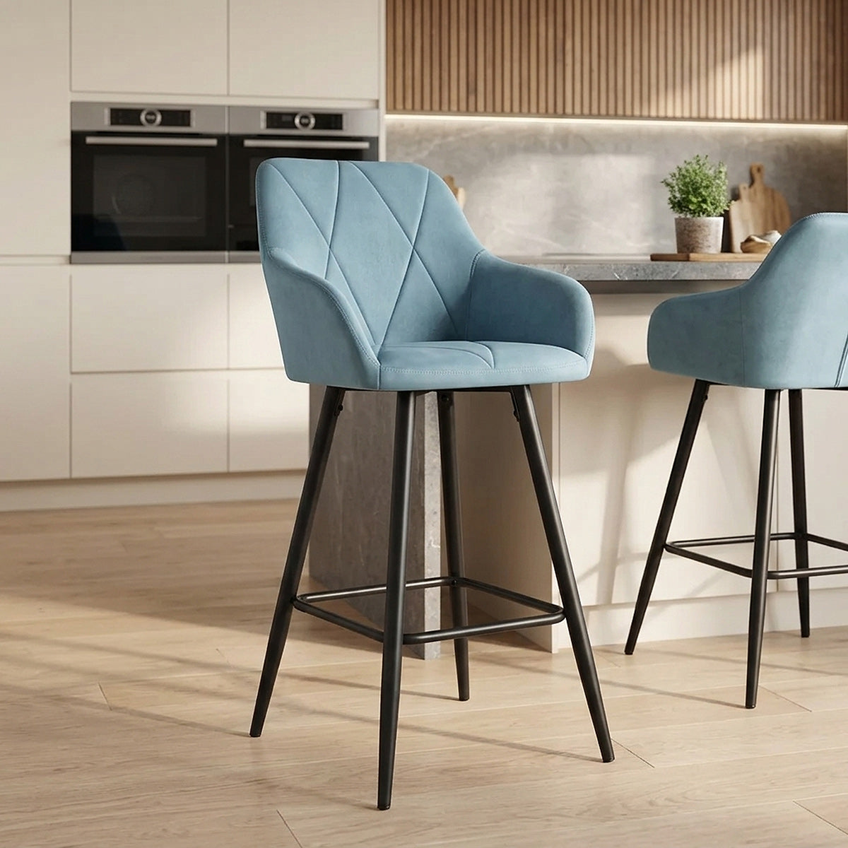 Samt Barhocker - Lanson Blau