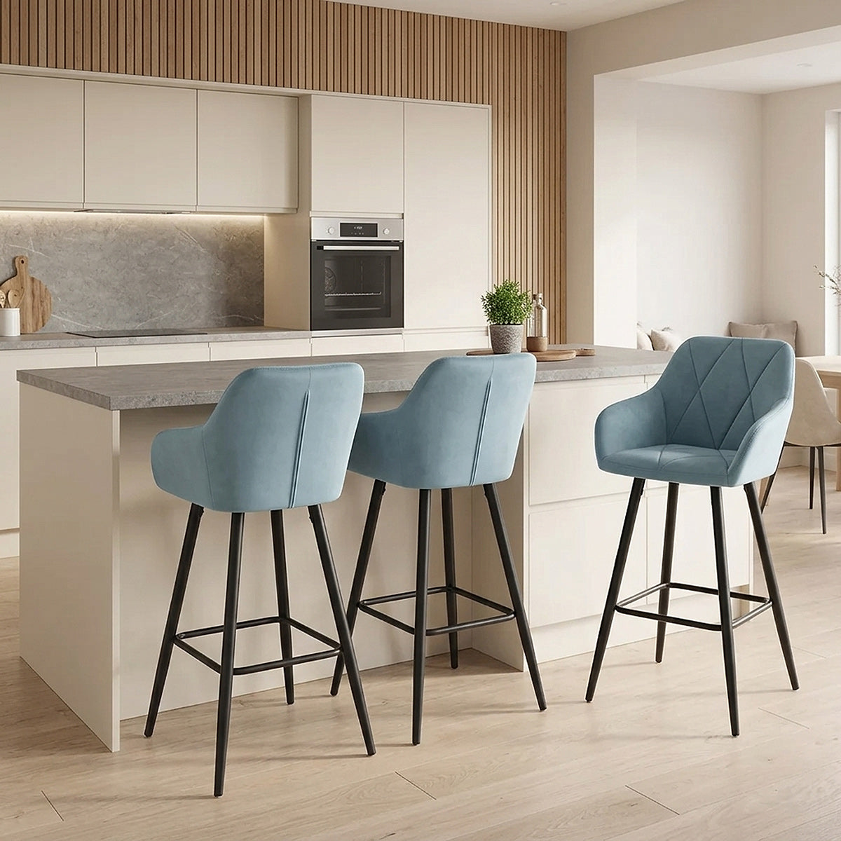 Samt Barhocker - Lanson Blau