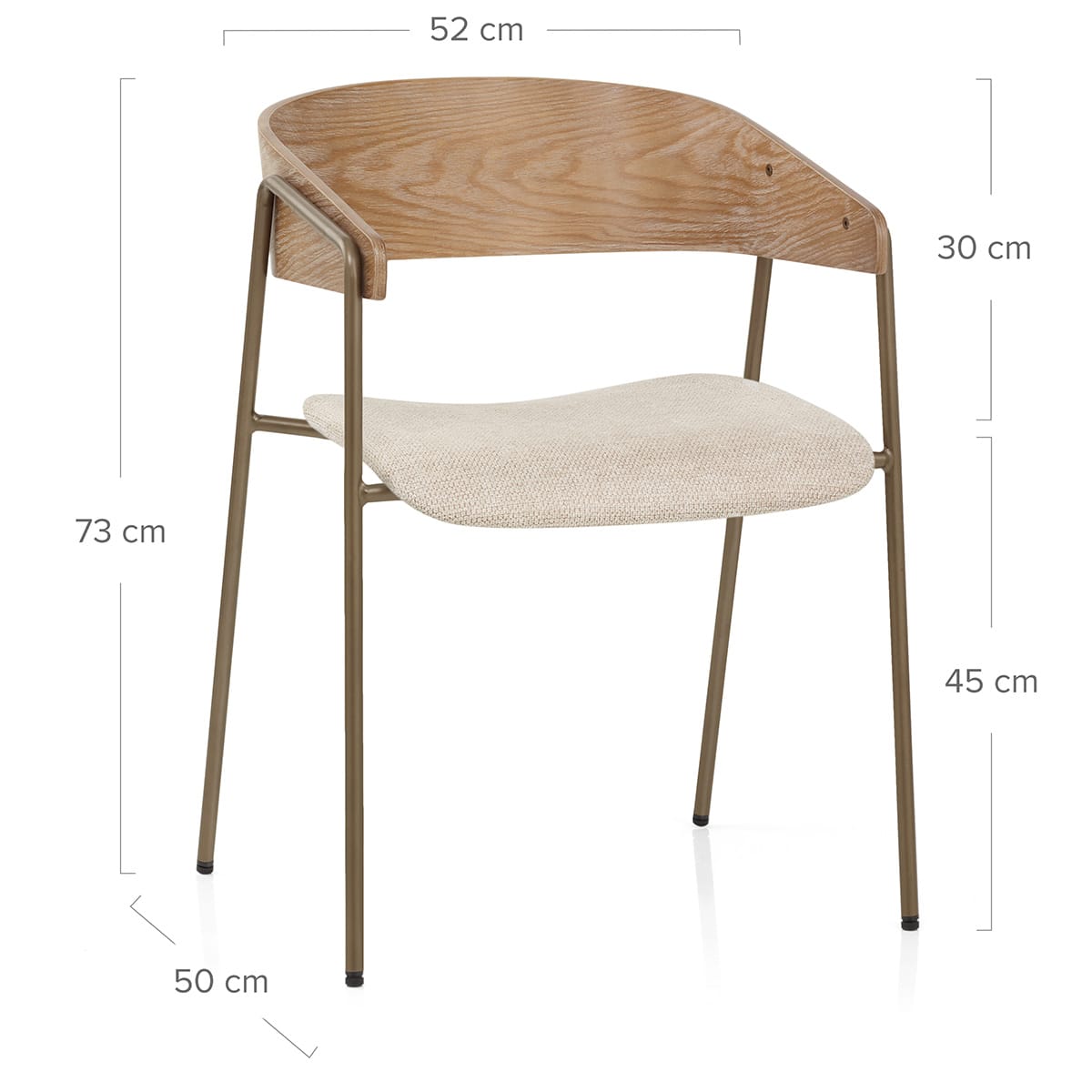 Esszimmerstuhl Stoff Eiche - Lauren Beige