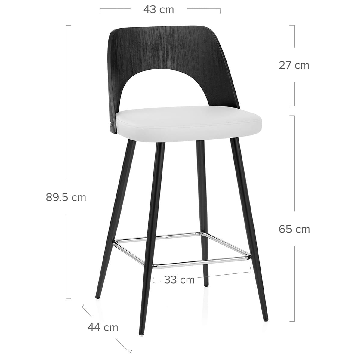 Sgabello Legno Nero Ecopelle - Leo Bianco