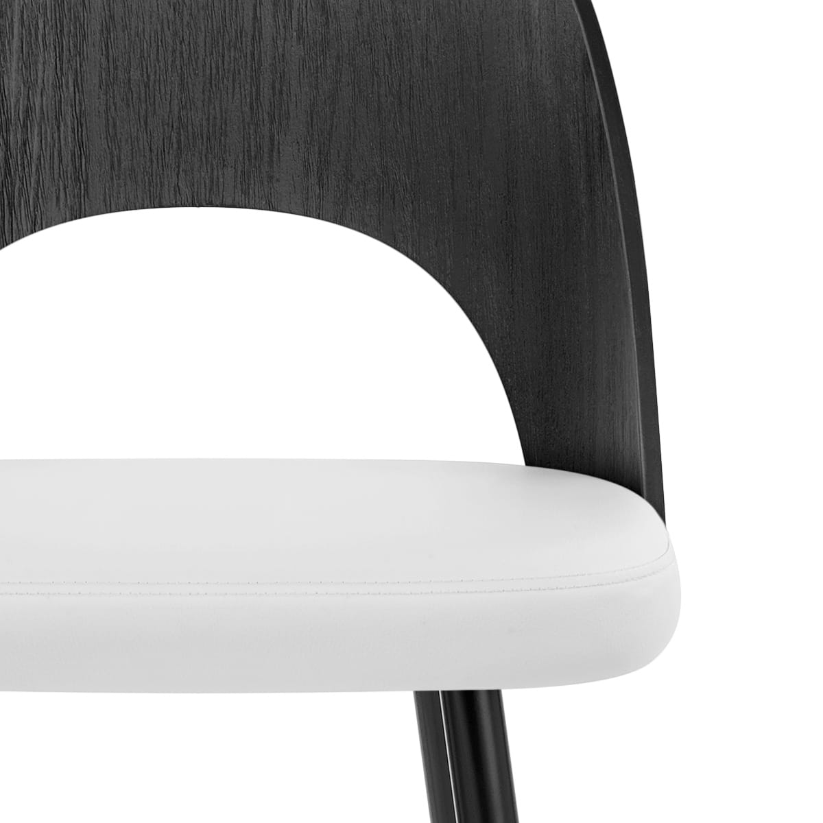 Sgabello Legno Nero Ecopelle - Leo Bianco