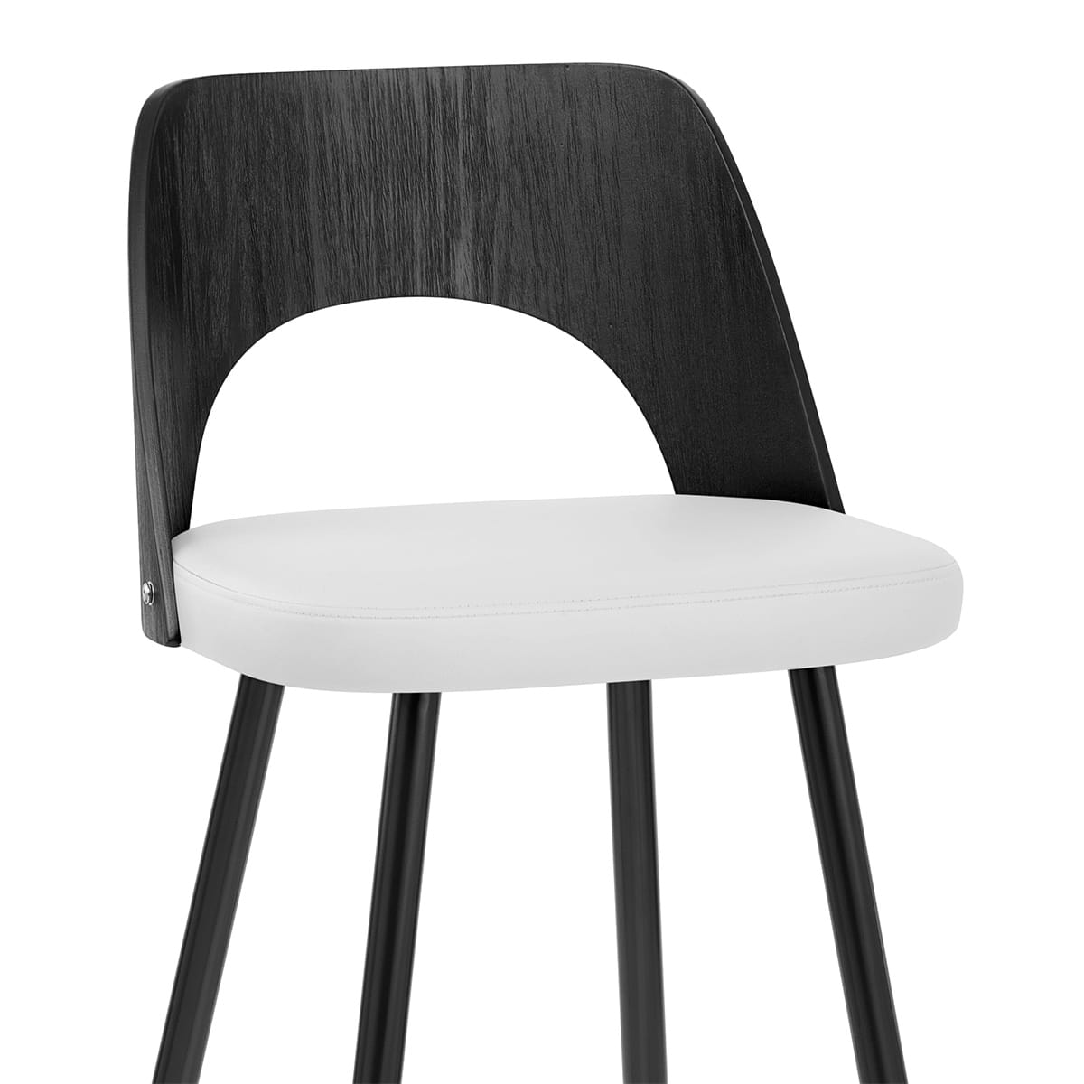 Sgabello Legno Nero Ecopelle - Leo Bianco