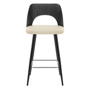Sgabello Legno Nero Ecopelle - Leo Crema