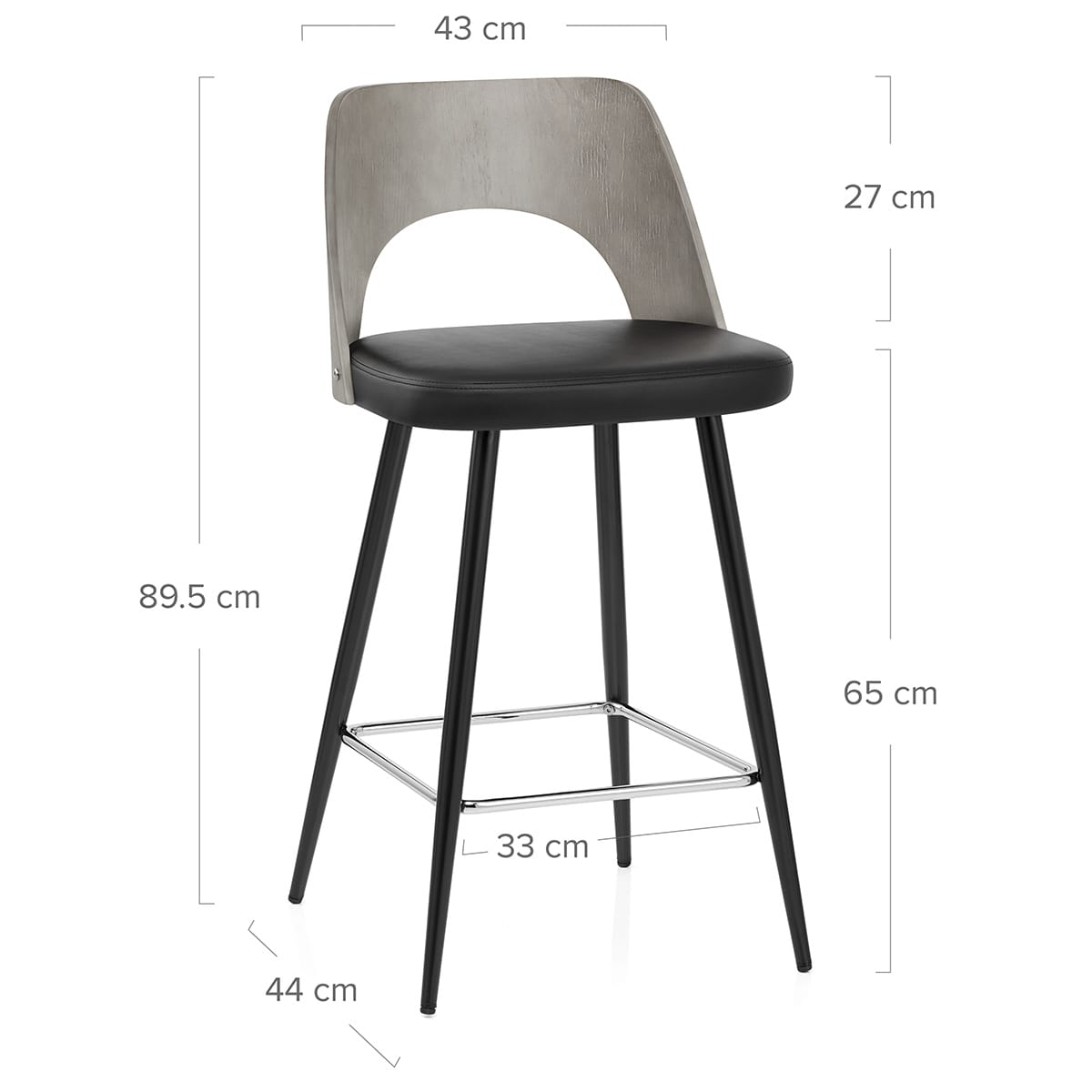 Sgabello Legno Grigio Ecopelle - Leo Nero