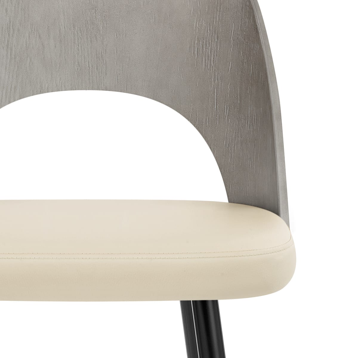 Sgabello Legno Grigio Ecopelle - Leo Crema