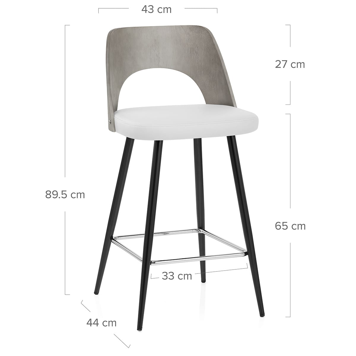 Sgabello Legno Grigio Ecopelle - Leo Bianco