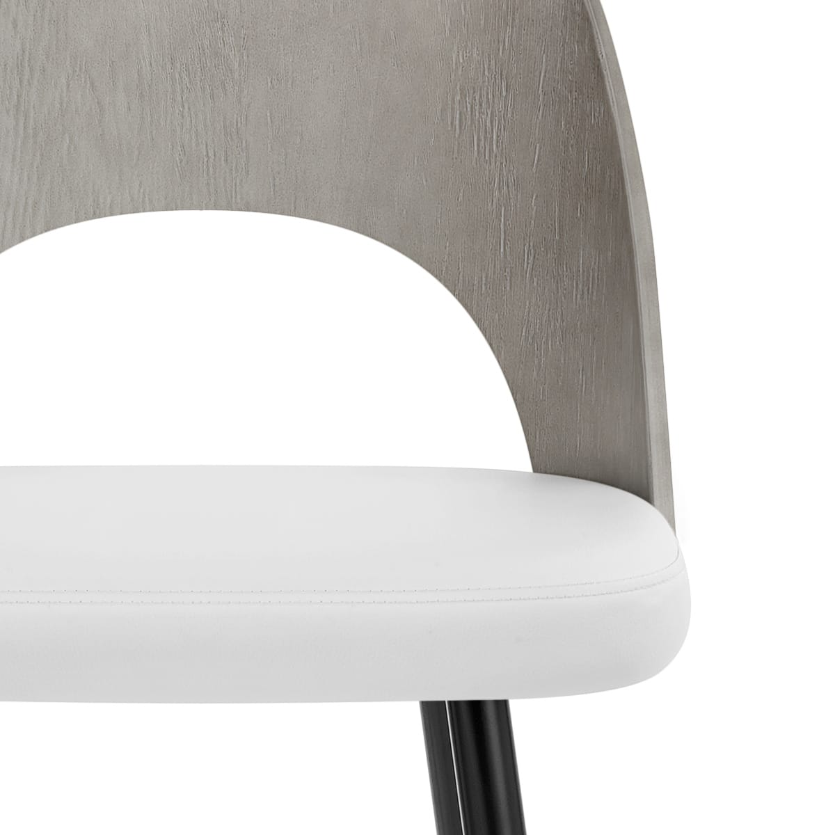 Sgabello Legno Grigio Ecopelle - Leo Bianco