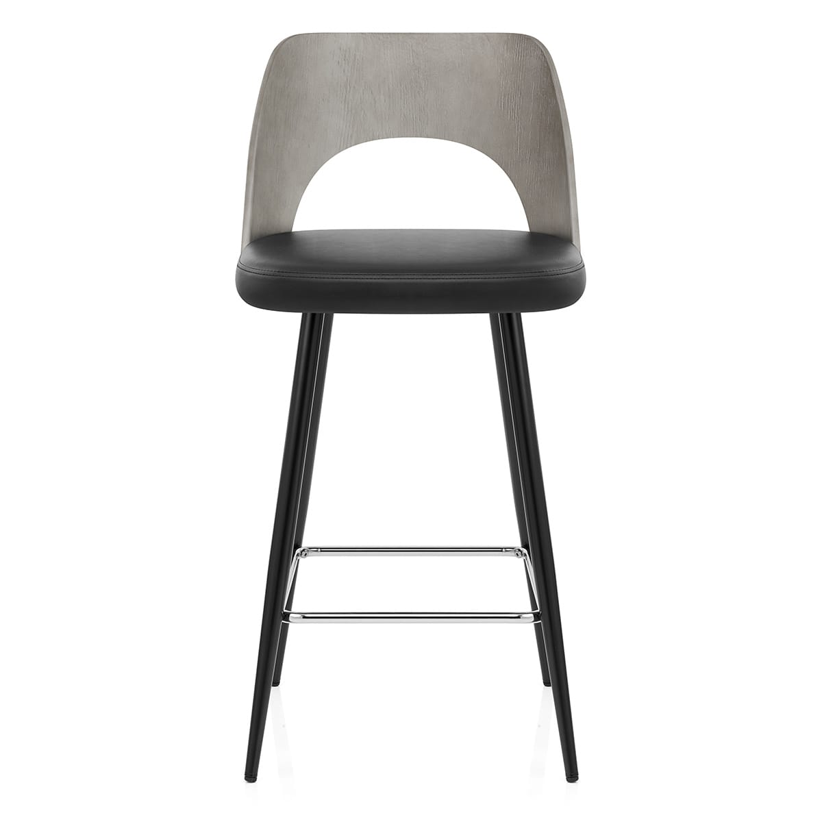 Sgabello Legno Grigio Ecopelle - Leo Nero
